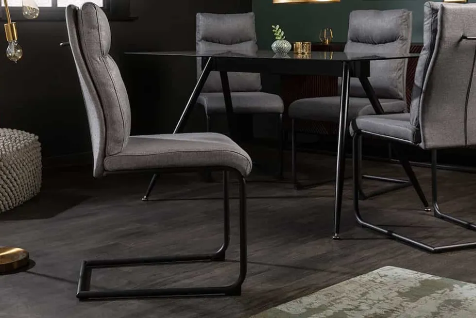 Moderner Freischwinger Stuhl COMFORT grau mit Komfortgriff