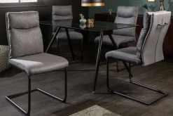 Moderner Freischwinger Stuhl COMFORT grau mit Komfortgriff