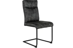 Moderner Freischwinger Stuhl COMFORT grün Samt mit Komfortgriff