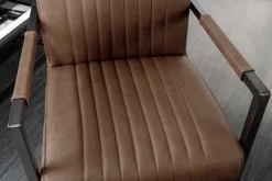 Moderner Freischwinger Stuhl BIG ASTON Echtleder vintage braun Taschenfederkern Metall