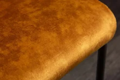 Moderner Freischwinger Stuhl COMFORT senfgelb Samt mit Komfortgriff