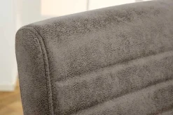 Moderner Freischwinger Stuhl LOFT taupe grau Microfaser mit Armlehne Eisengestell schwarz
