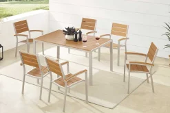 Moderner Gartenstuhl DESIGNO natur greige Aluminium stapelbar wetterfest