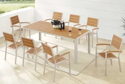 Moderner Gartenstuhl DESIGNO natur greige Aluminium stapelbar wetterfest