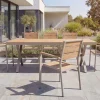Moderner Gartenstuhl DESIGNO 90cm natur greige Aluminium stapelbar wetterfest