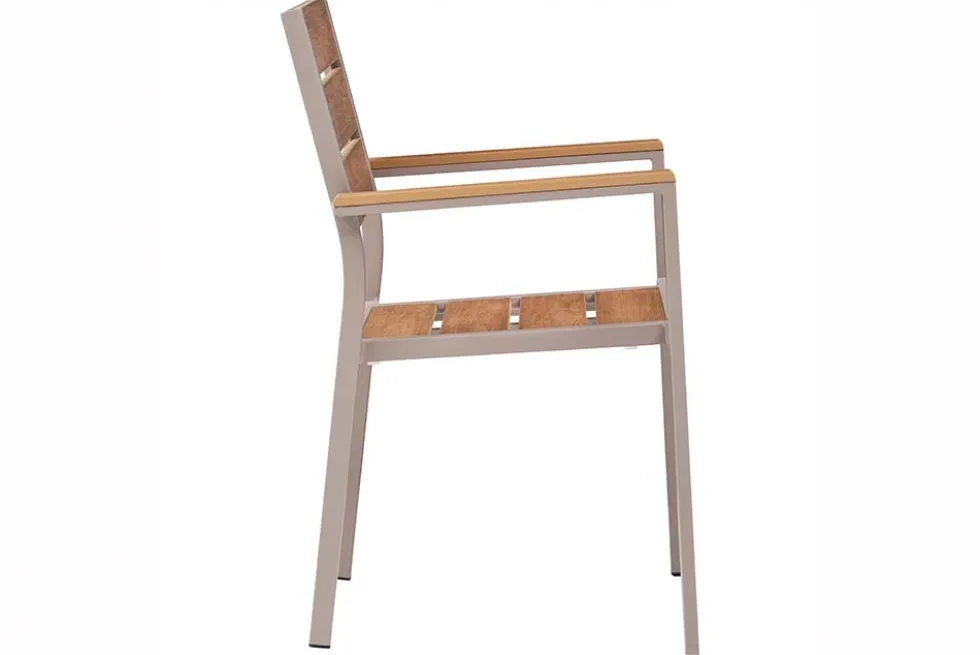 Moderner Gartenstuhl DESIGNO 90cm natur greige Aluminium stapelbar wetterfest