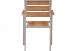 Moderner Gartenstuhl DESIGNO 90cm natur greige Aluminium stapelbar wetterfest
