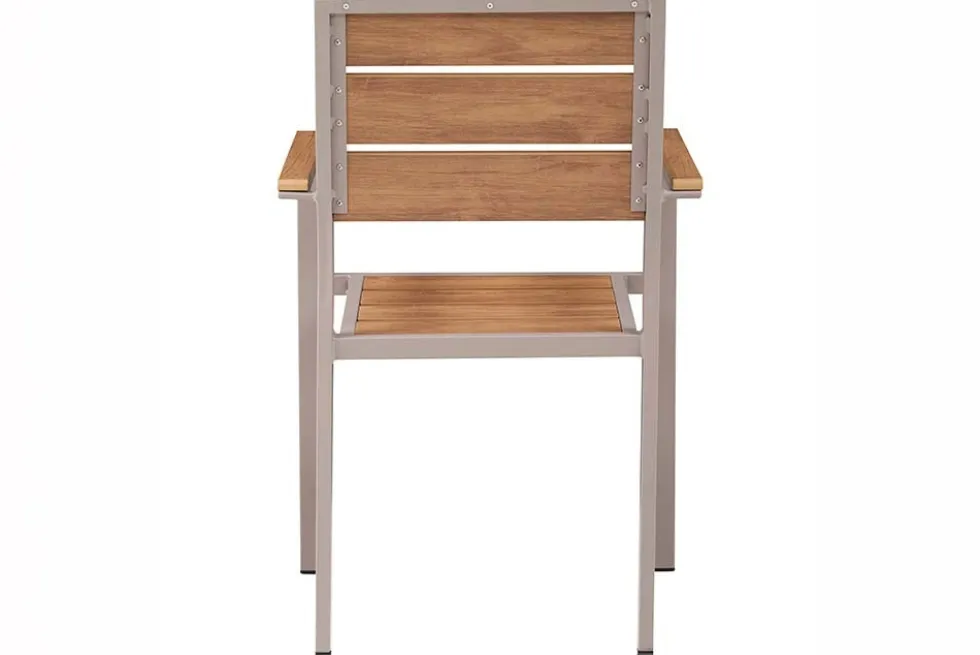 Moderner Gartenstuhl DESIGNO 90cm natur greige Aluminium stapelbar wetterfest