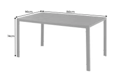 Moderner Gartentisch DESIGNO 150cm anthrazit schwarz Aluminium wetterfest Outdoor Esstisch