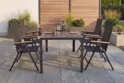 Moderner Gartentisch DESIGNO 150cm anthrazit schwarz Aluminium wetterfest Outdoor Esstisch