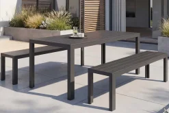 Moderner Gartentisch DESIGNO 205cm anthrazit schwarz Aluminium wetterfest