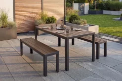 Moderner Gartentisch DESIGNO 150cm dunkelbraun schwarz Aluminium wetterfest