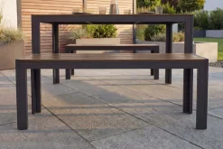 Moderner Gartentisch DESIGNO 150cm dunkelbraun schwarz Aluminium wetterfest