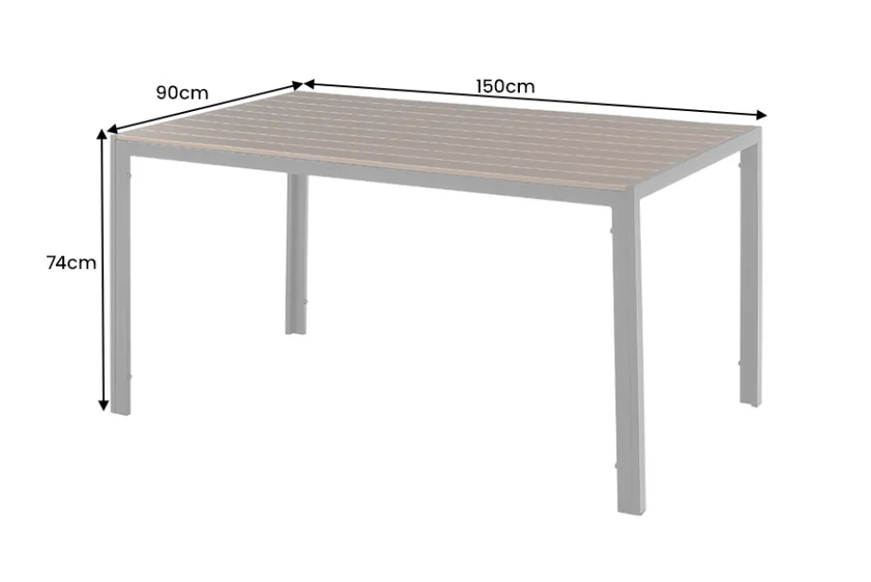 Moderner Gartentisch DESIGNO 150cm dunkelbraun schwarz Aluminium wetterfest