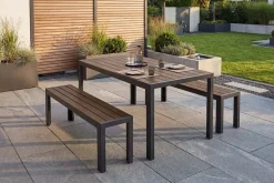 Moderner Gartentisch DESIGNO 150cm dunkelbraun schwarz Aluminium wetterfest