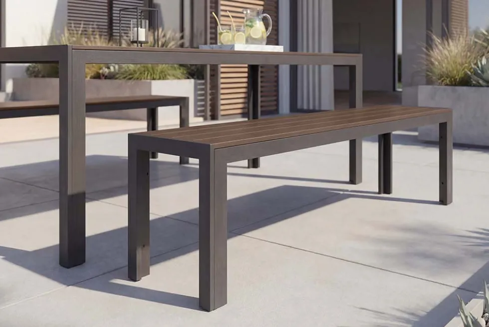 Moderner Gartentisch DESIGNO 205cm dunkelbraun schwarz Aluminium wetterfest