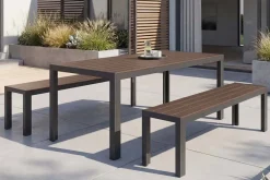 Moderner Gartentisch DESIGNO 205cm dunkelbraun schwarz Aluminium wetterfest