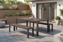 Moderner Gartentisch DESIGNO 205cm dunkelbraun schwarz Aluminium wetterfest