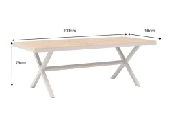 Moderner Gartentisch DESIGNO 200cm natur greige Aluminium wetterfest X-Gestell