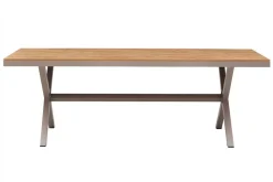Moderner Gartentisch DESIGNO 200cm natur greige Aluminium wetterfest X-Gestell