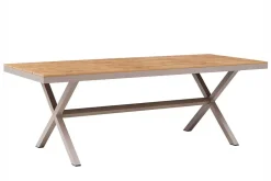 Moderner Gartentisch DESIGNO 200cm natur greige Aluminium wetterfest X-Gestell