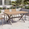 Moderner Gartentisch DESIGNO 150cm natur greige Aluminium wetterfest X-Gestell