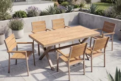 Moderner Gartentisch DESIGNO 150cm natur greige Aluminium wetterfest X-Gestell
