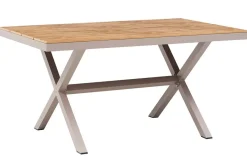 Moderner Gartentisch DESIGNO 150cm natur greige Aluminium wetterfest X-Gestell