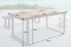 Moderner Gartentisch TAMPA LOUNGE 180cm grau natur Aluminium Outdoor Esstisch wetterfest