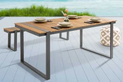Moderner Gartentisch TAMPA LOUNGE 180cm grau natur Aluminium Outdoor Esstisch wetterfest