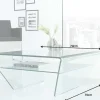 Moderner Glas Couchtisch FANTOME 70cm Trapez mit Ablage transparent