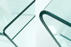 Moderner Glas Couchtisch FANTOME 70cm Trapez mit Ablage transparent