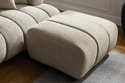 Moderner Hocker ADLON 100cm champagner greige Bouclé Federkern Fußhocker Sitzhocker