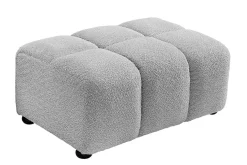 Moderner Hocker CLOUD 100cm grau Bouclé Federkern Fußhocker Sitzhocker