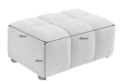 Moderner Hocker CLOUD 100cm grau Bouclé Federkern Fußhocker Sitzhocker