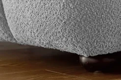 Moderner Hocker CLOUD 100cm grau Bouclé Federkern Fußhocker Sitzhocker