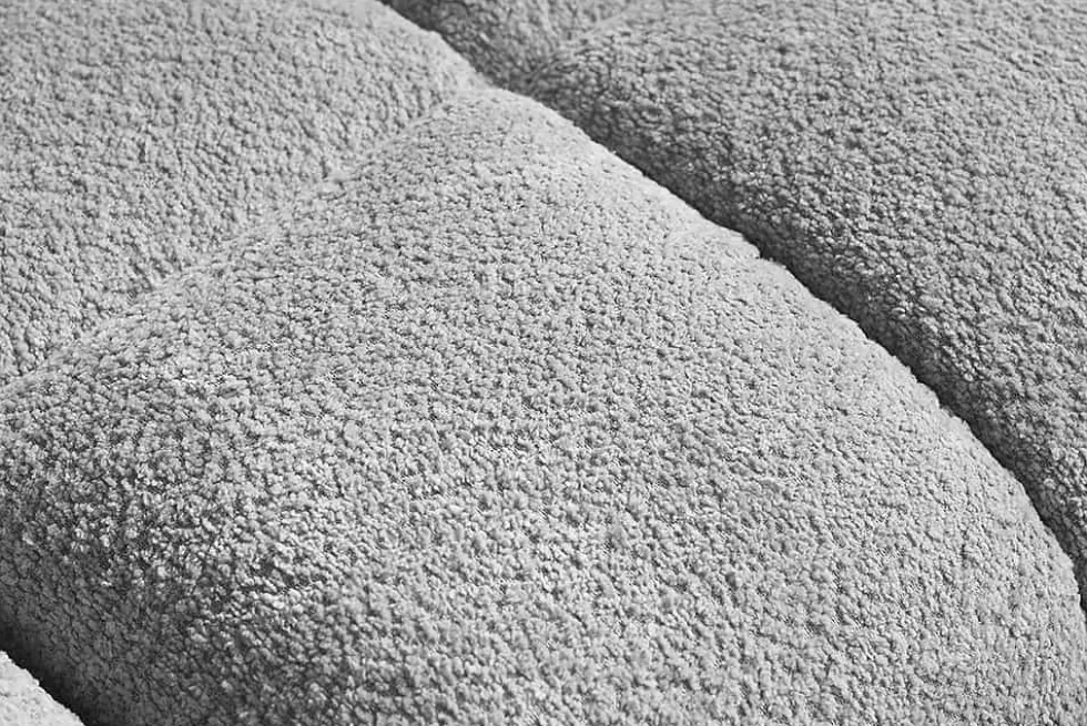 Moderner Hocker CLOUD 100cm grau Bouclé Federkern Fußhocker Sitzhocker