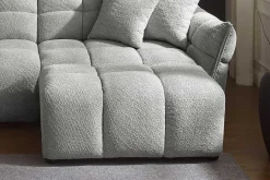 Moderner Hocker CLOUD 100cm grau Bouclé Federkern Fußhocker Sitzhocker
