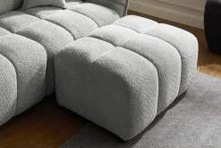 Moderner Hocker CLOUD 100cm grau Bouclé Federkern Fußhocker Sitzhocker
