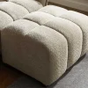 Moderner Hocker CLOUD 100cm champagner greige Bouclé Federkern Fußhocker Sitzhocker