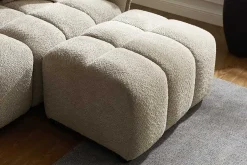 Moderner Hocker CLOUD 100cm champagner greige Bouclé Federkern Fußhocker Sitzhocker
