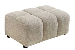 Moderner Hocker CLOUD 100cm champagner greige Bouclé Federkern Fußhocker Sitzhocker