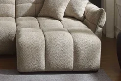 Moderner Hocker CLOUD 100cm champagner greige Bouclé Federkern Fußhocker Sitzhocker