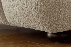 Moderner Hocker CLOUD 100cm champagner greige Bouclé Federkern Fußhocker Sitzhocker