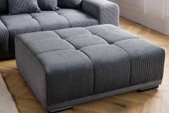 Moderner Hocker ELEGANCIA 110cm anthrazit Cord Fußhocker Sitzhocker