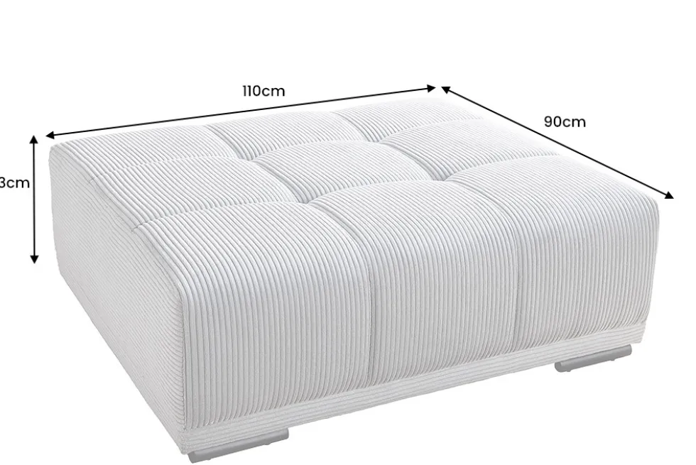 Moderner Hocker ELEGANCIA 110cm anthrazit Cord Fußhocker Sitzhocker