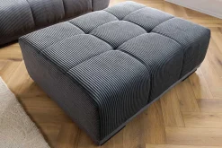 Moderner Hocker ELEGANCIA 110cm anthrazit Cord Fußhocker Sitzhocker