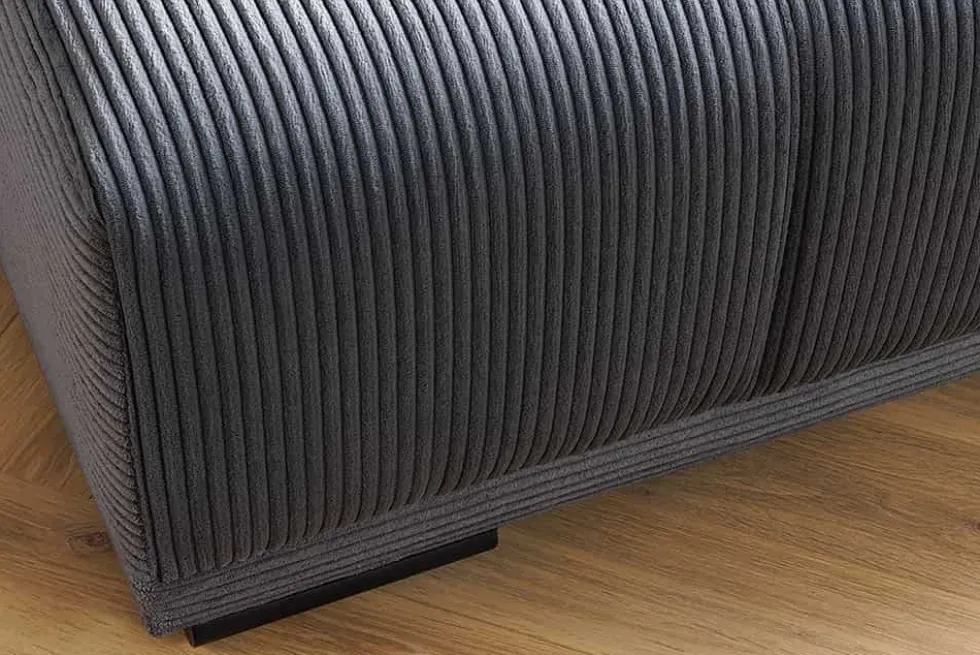 Moderner Hocker ELEGANCIA 110cm anthrazit Cord Fußhocker Sitzhocker