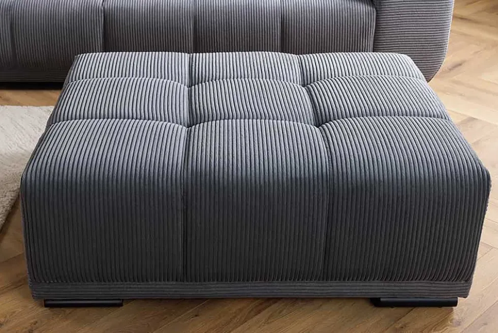 Moderner Hocker ELEGANCIA 110cm anthrazit Cord Fußhocker Sitzhocker