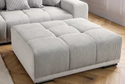 Moderner Hocker ELEGANCIA 110cm champagner beige Cord Fußhocker Sitzhocker